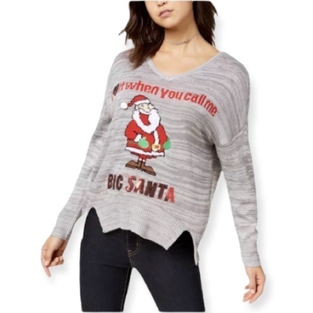 No Comment I Heart It When You Call Me BIG SANTA Long Sleeve Sweater Size 1X NWT